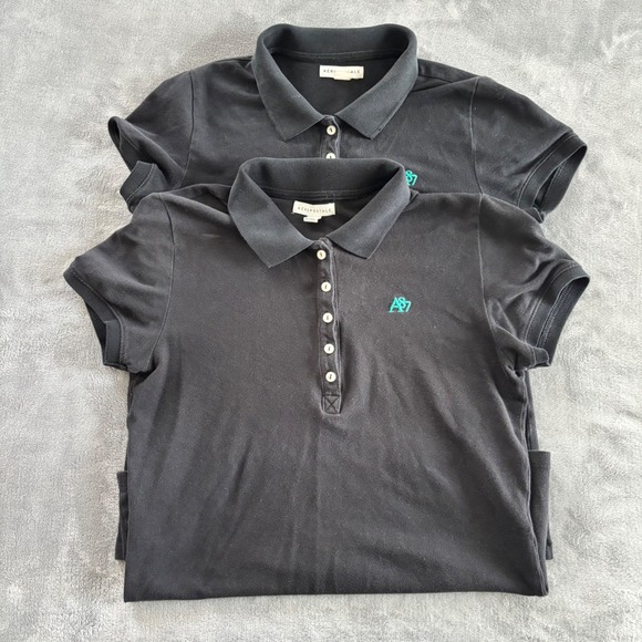 Aeropostale Kids Black Polo Shirt Bundle Uniform School Lot of 2 Size L - Picture 1 of 6